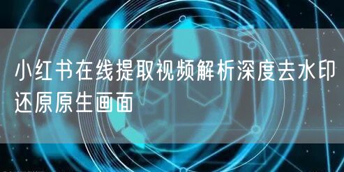 小红书在线提取视频解析深度去水印还原原生画面