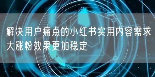 解决用户痛点的小红书实用内容需求大涨粉效果更加稳定