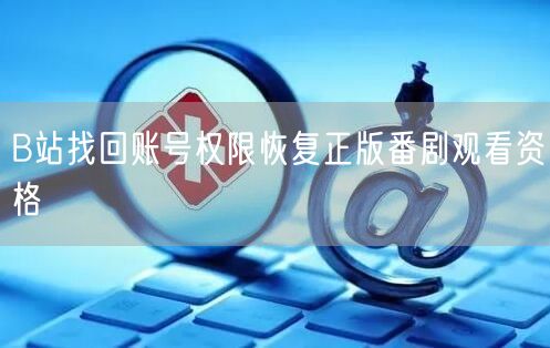 B站找回账号权限恢复正版番剧观看资格