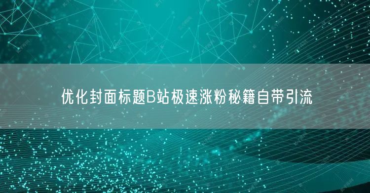 优化封面标题B站极速涨粉秘籍自带引流